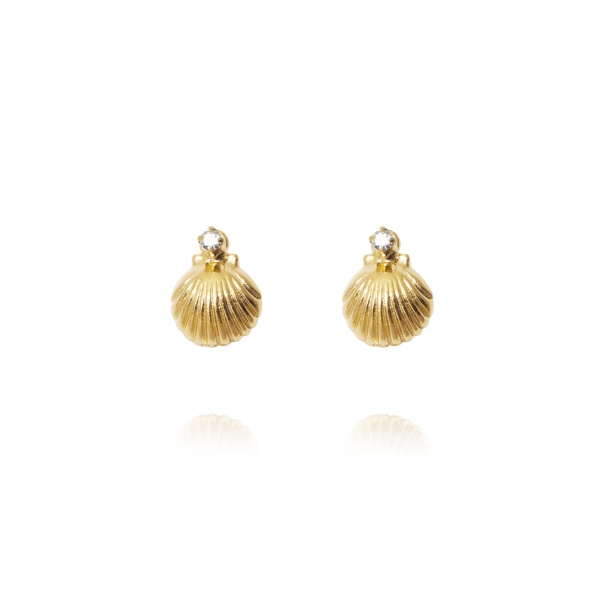 Caroline Svedbom Gold Petite Shell Earrings - Crystal